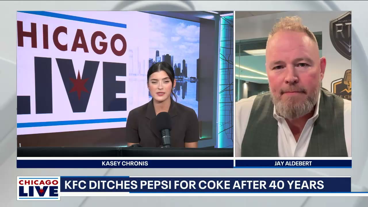 Jay Aldebert with Kasey Chronis on FOX 32 Chicago Live discussing KFC